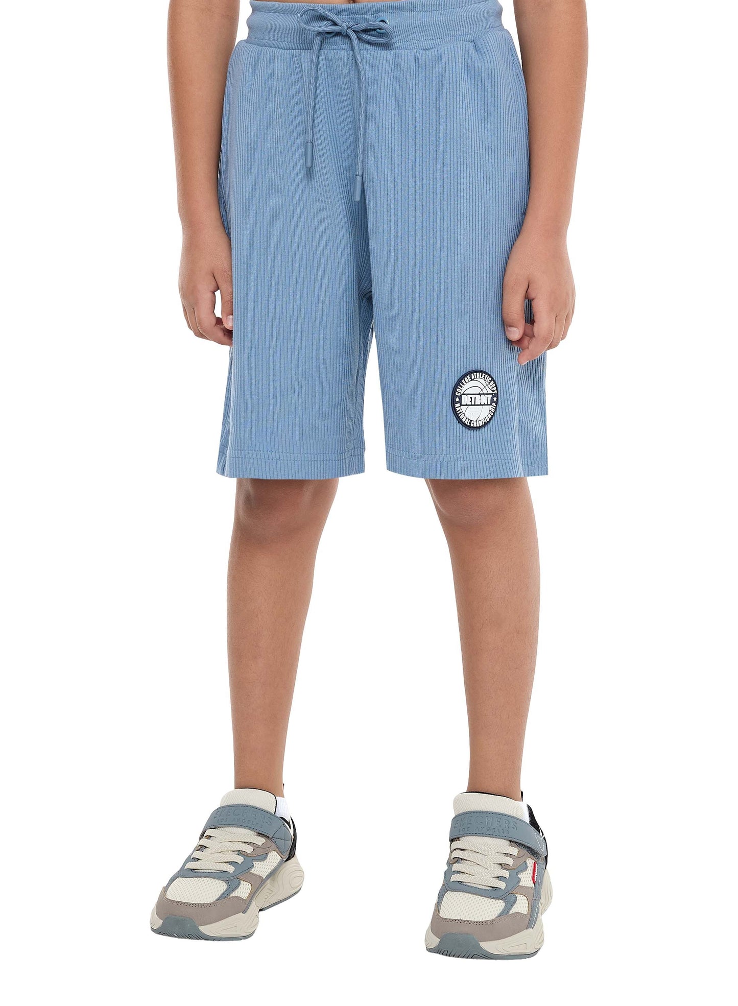 Victor and Jane Boys' Jacquard Set – Powder Blue 2-Piece Outfit with Shirt & Shorts
