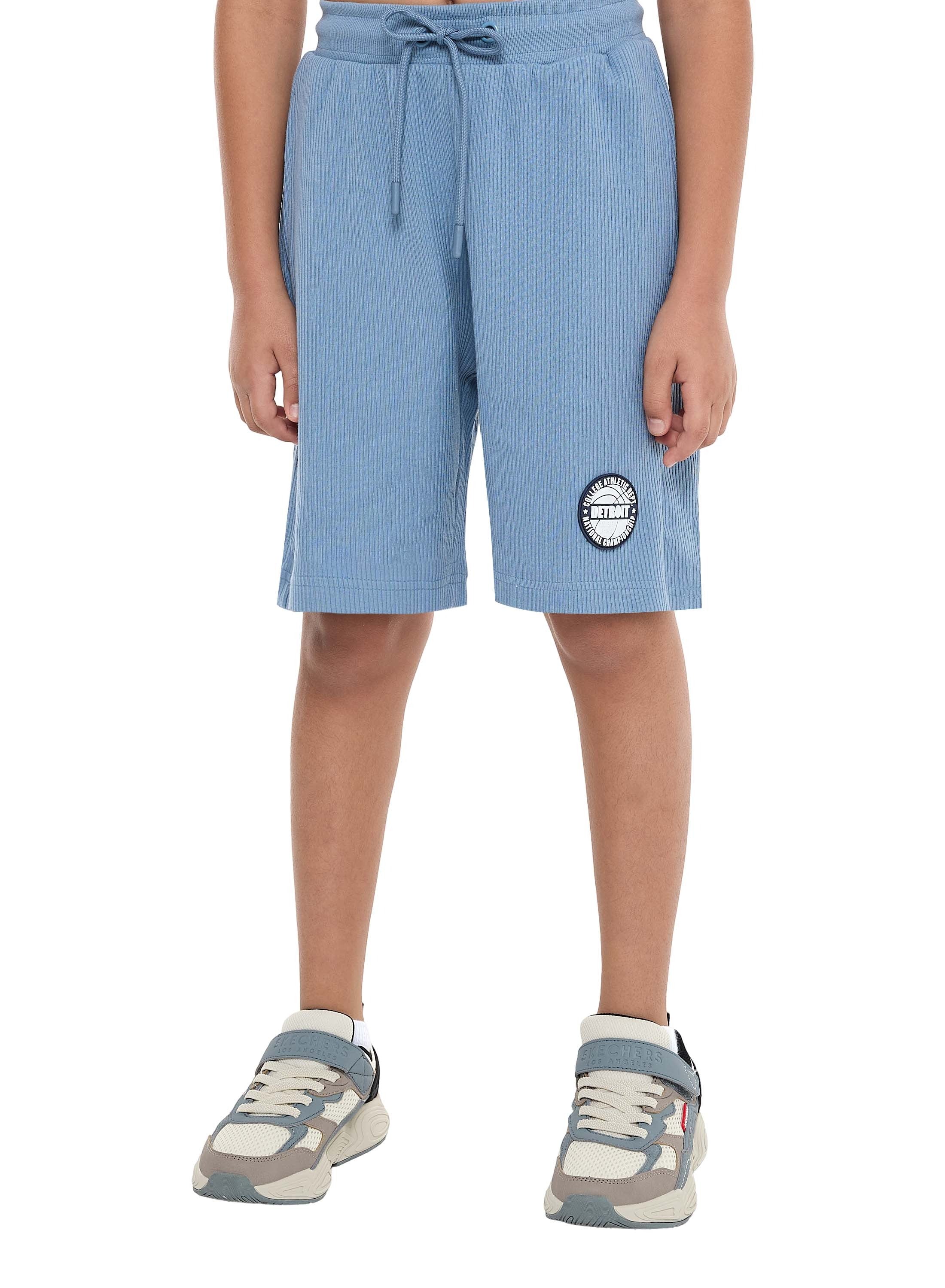 Victor And Jane Boys' Jacquard Set “ Powder Blue 2-Piece Outfit With Shirt & Shorts
