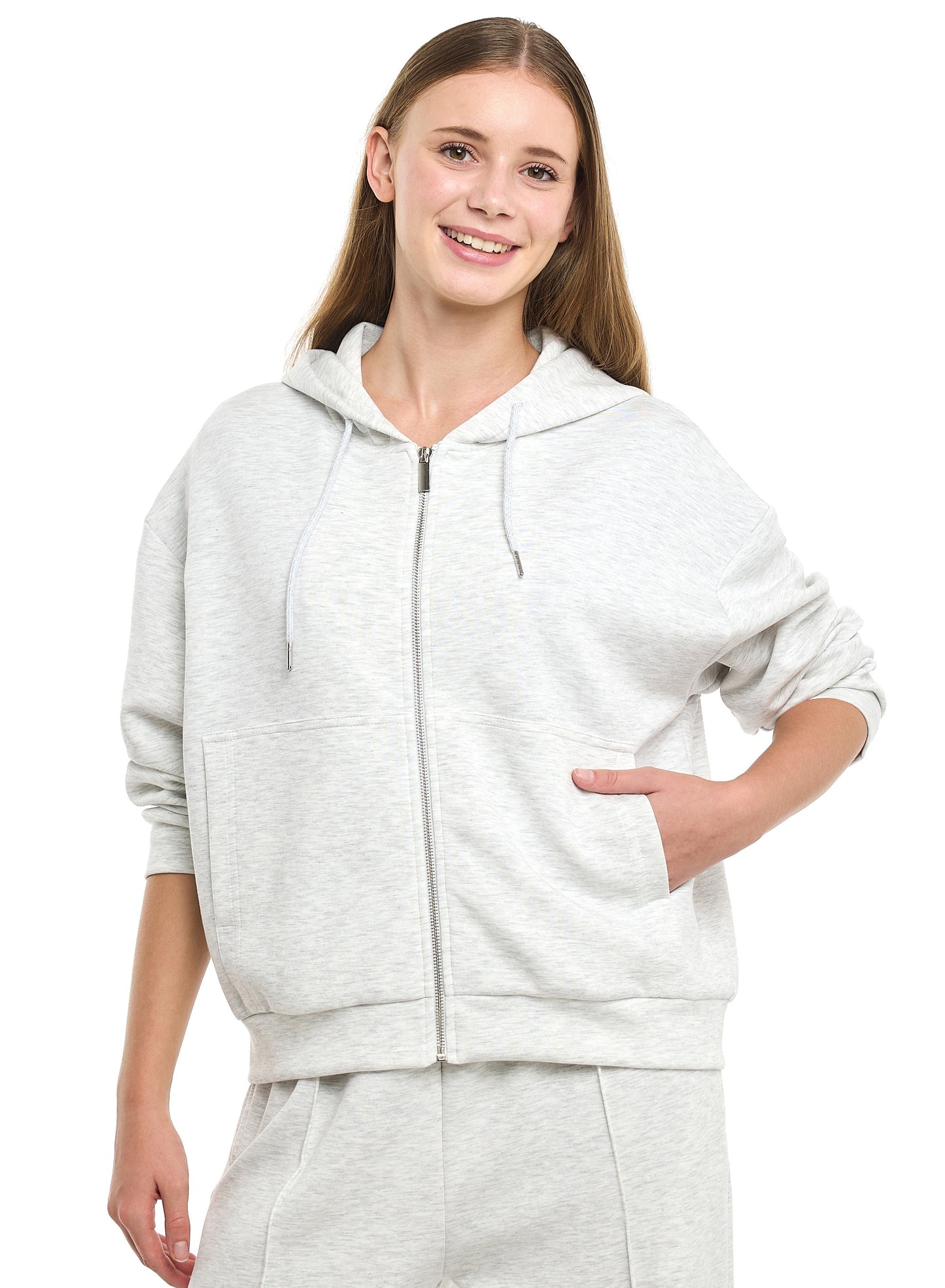 Ladies - 2 Piece Set-  Zip-Front Hoodie & Wide-Leg Trousers Set