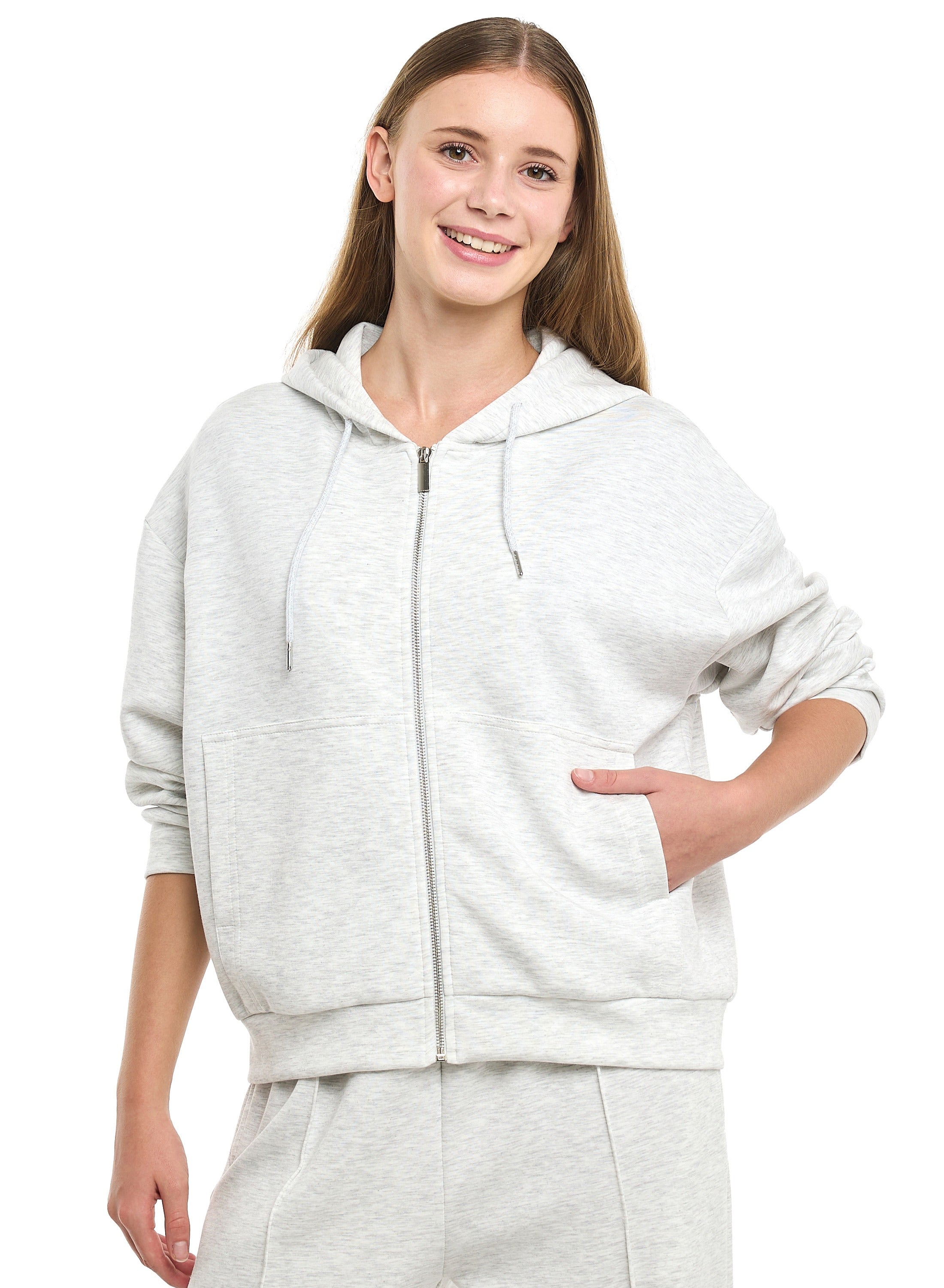 2 Piece Set-  Zip-Front Hoodie & Wide-Leg Trousers Set