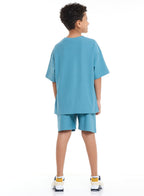 Victor And Jane Sr Boys' Jacquard Set “ Striped Design With Textured Material, Ready-To-Move Coordinated Match Sets