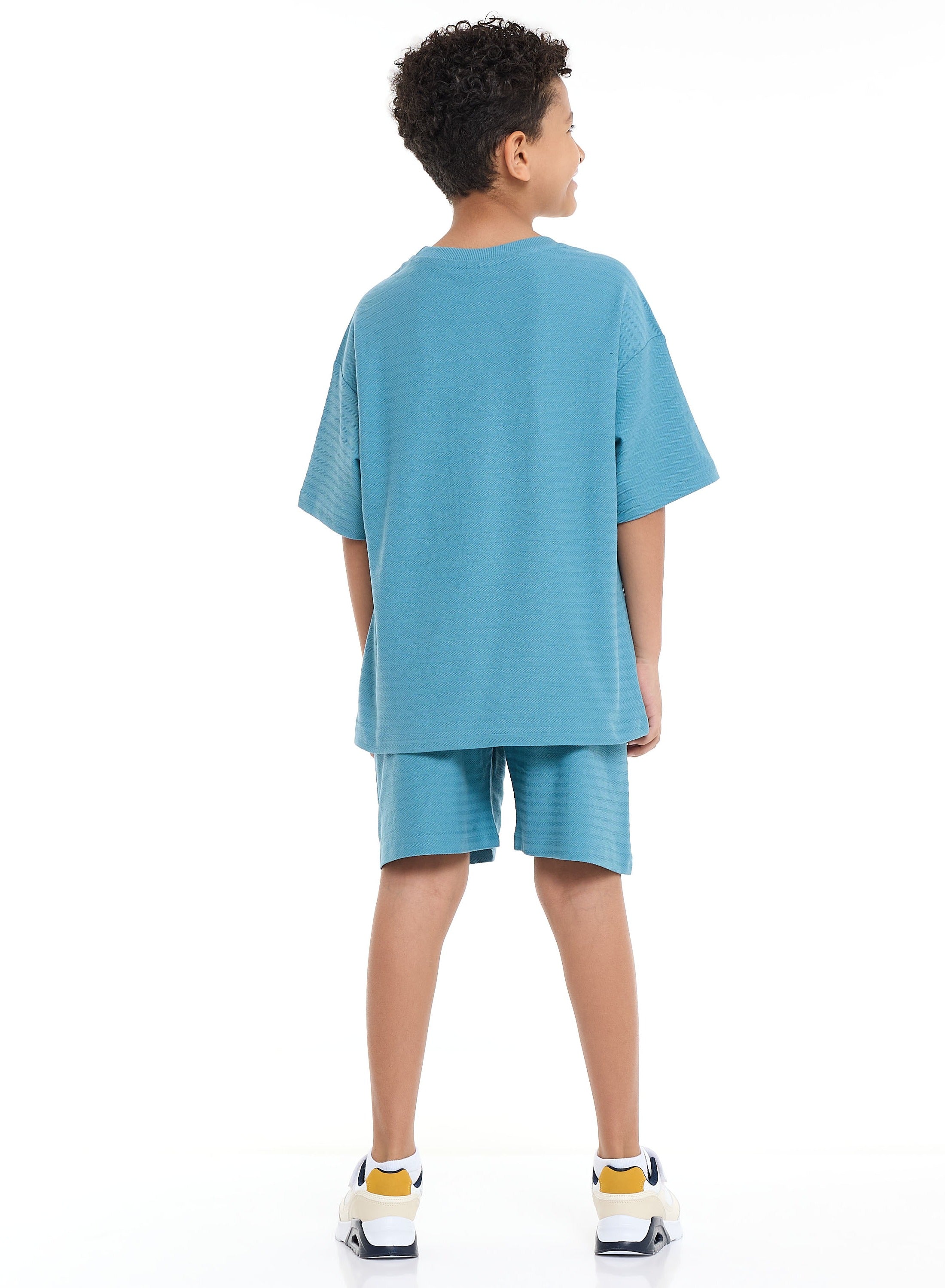 Victor And Jane Sr Boys' Jacquard Set “ Striped Design With Textured Material, Ready-To-Move Coordinated Match Sets
