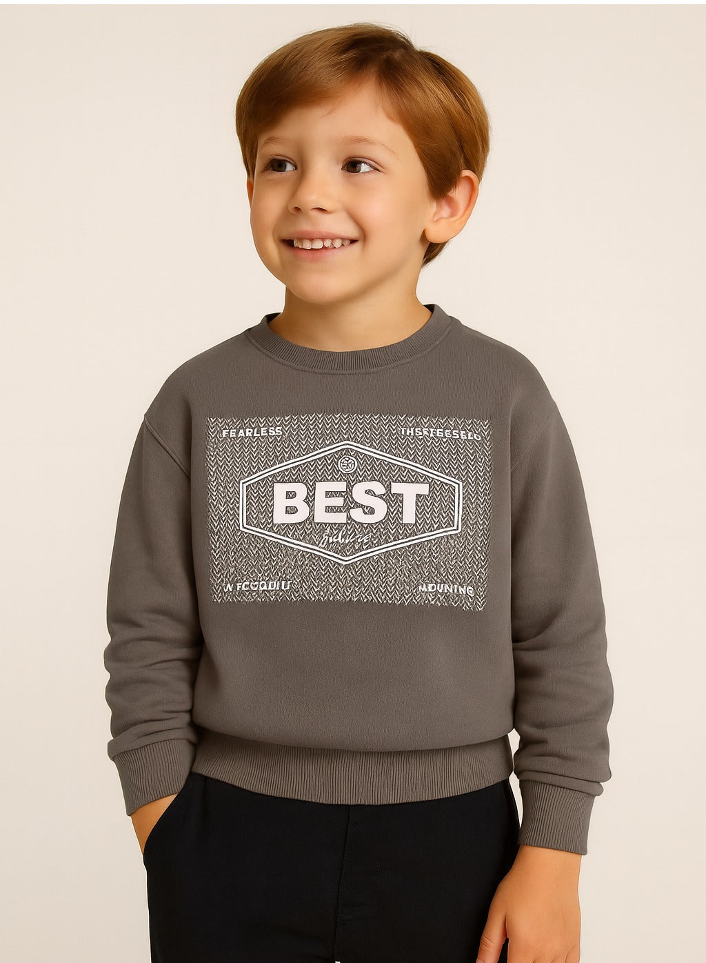 Boys' Olive Green "Best Future" Graphic Sweatshirt