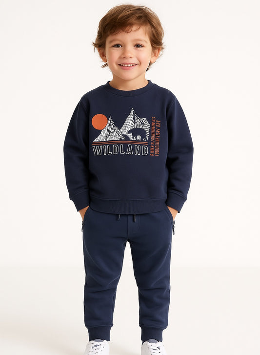Boys Wildland Fleece Tracksuit – Grey 2-Piece Set