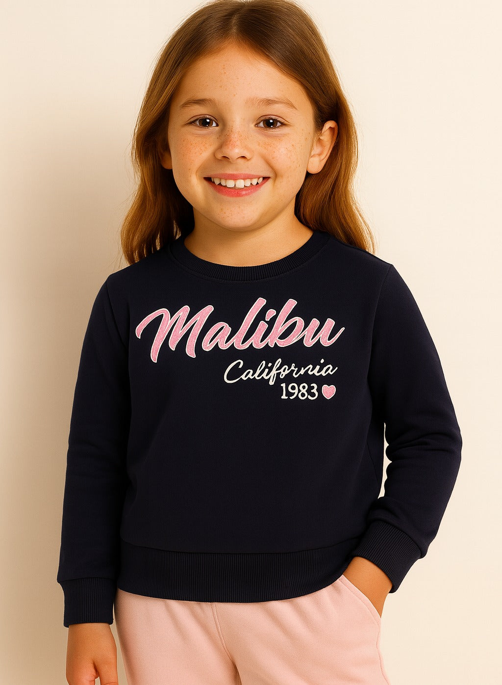 Girls’ – “Malibu California 1983” Slogan Sweatshirt | 100% Cotton,