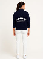Œsports Club” Girls' Half-Zip Sweatshirt “ Navy | 100% Cotton Fleece |