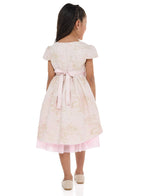 Girls Elegant Lt Pink/Gold Jacquard & Tulle Party Dress