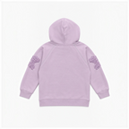 victor and jane girls lavender fleece hoodie with textured elbow patches, back view