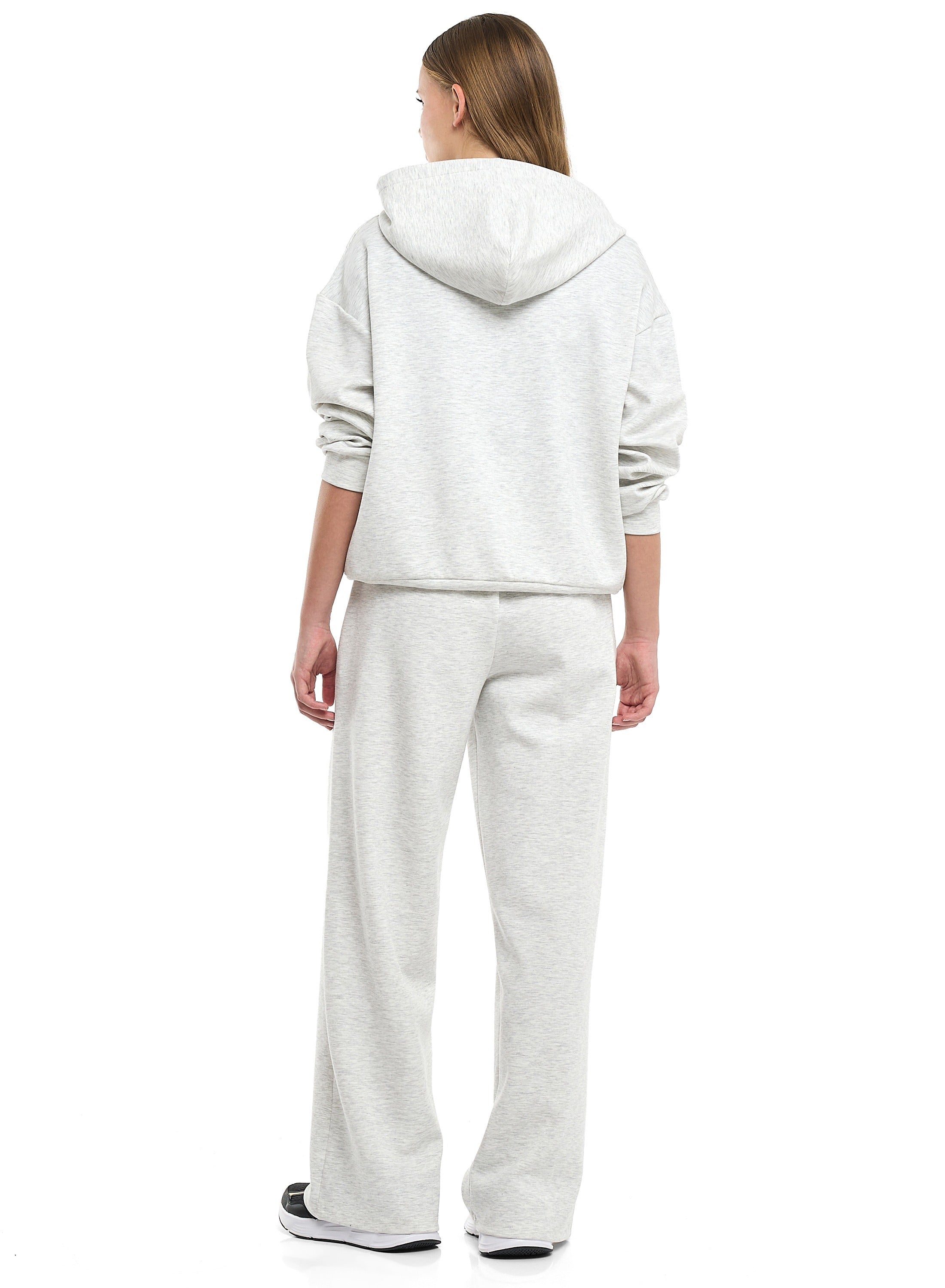 2 Piece Set-  Zip-Front Hoodie & Wide-Leg Trousers Set