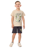 Victor And Jane Boys' 2Pc Set “ Beach Days - Beige And Dark Grey