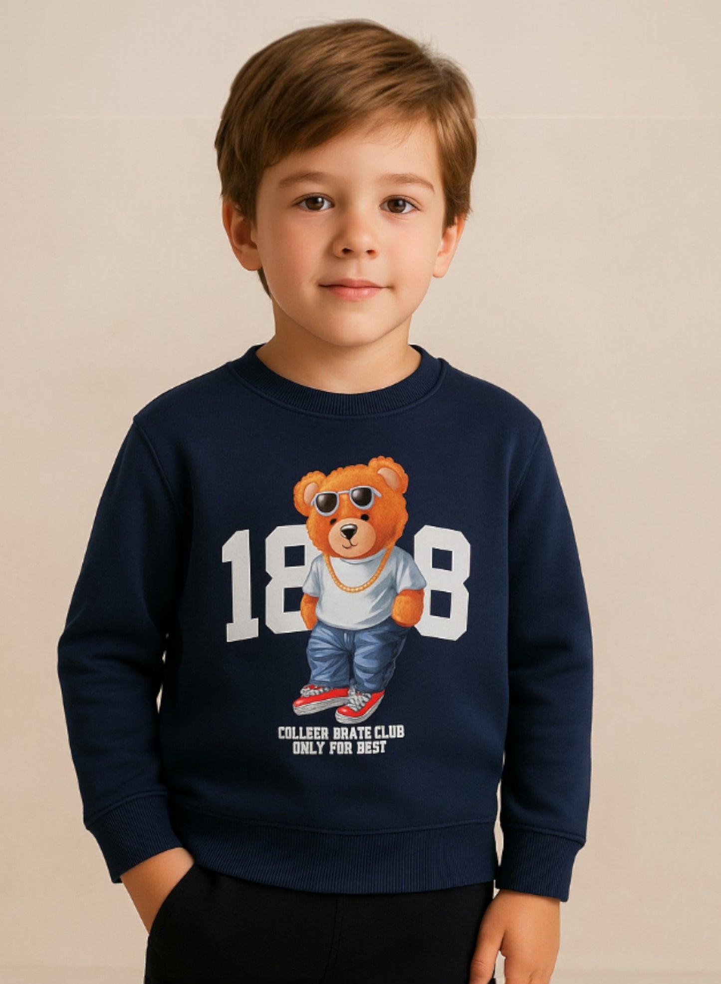 Boys' Navy "Cool Bear 1888" Graphic Sweatshirt