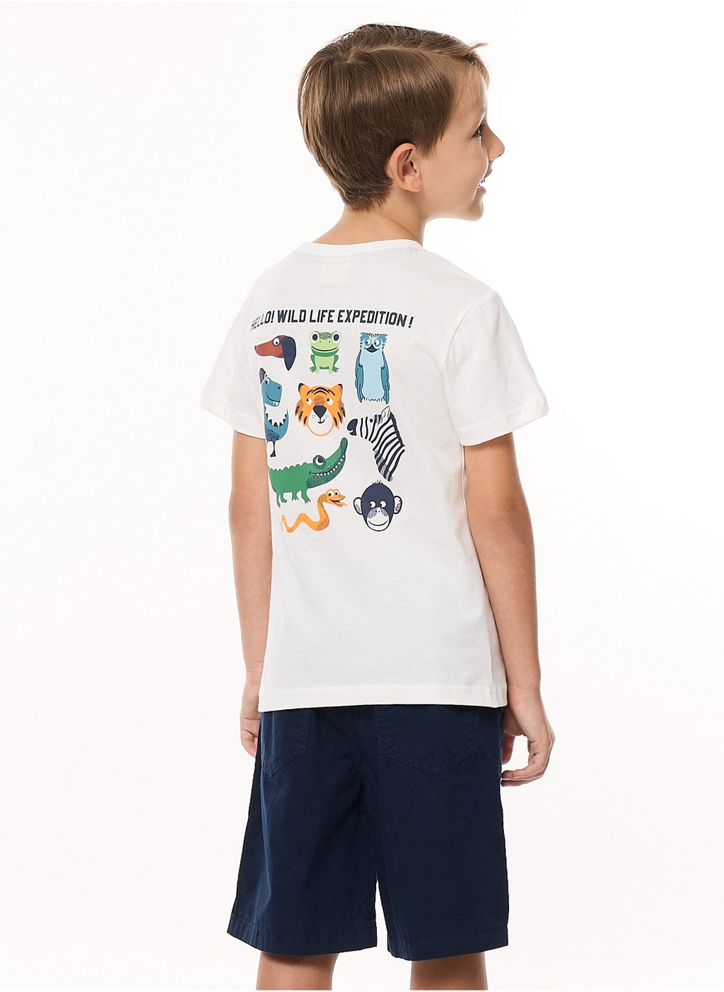 Victor And Jane Classic Navy Cotton T-Shirt & Pull-On Shorts Set With Elasticated Waist