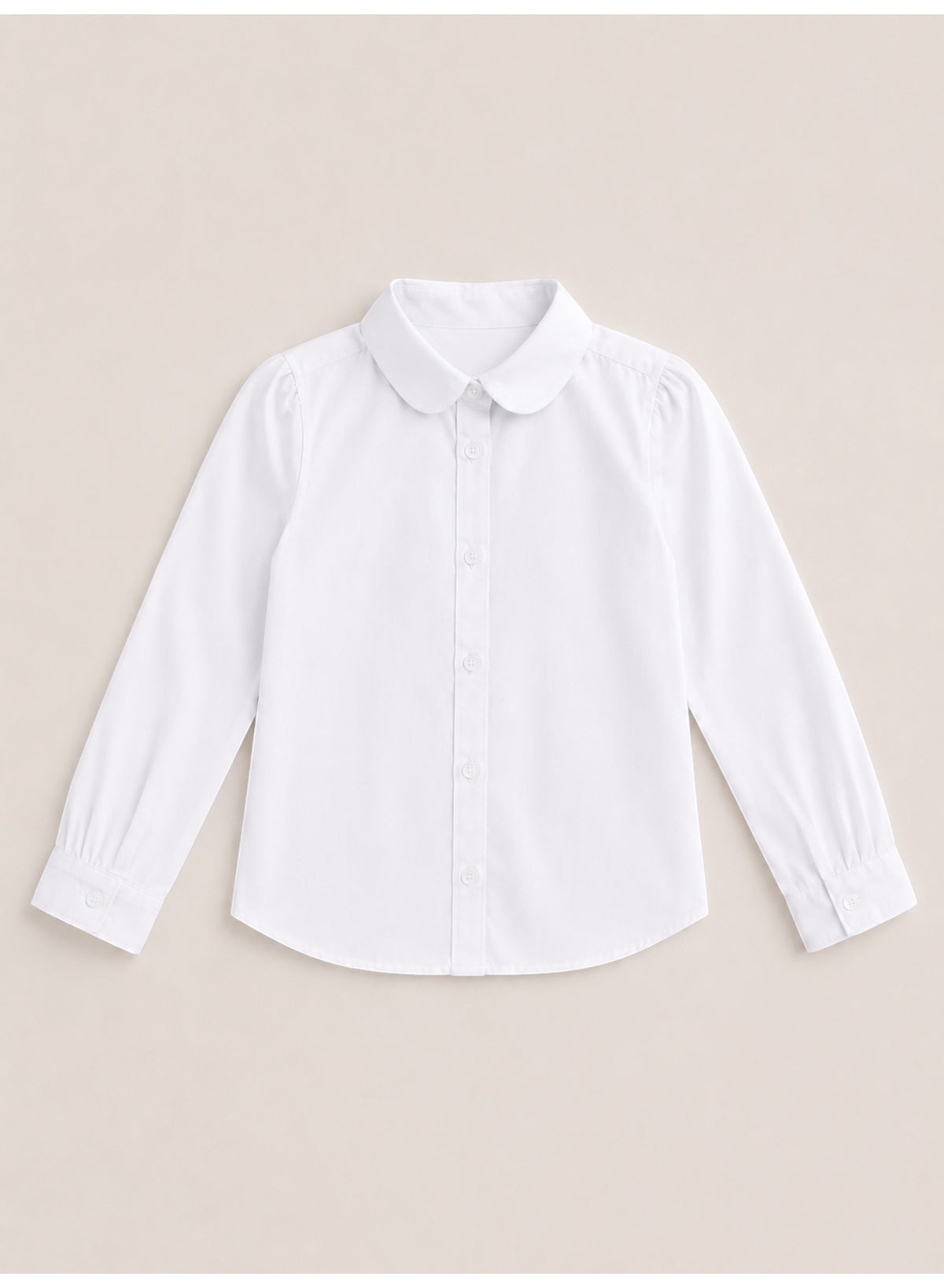 White Junior Girls Long Sleeve Collared Shirt