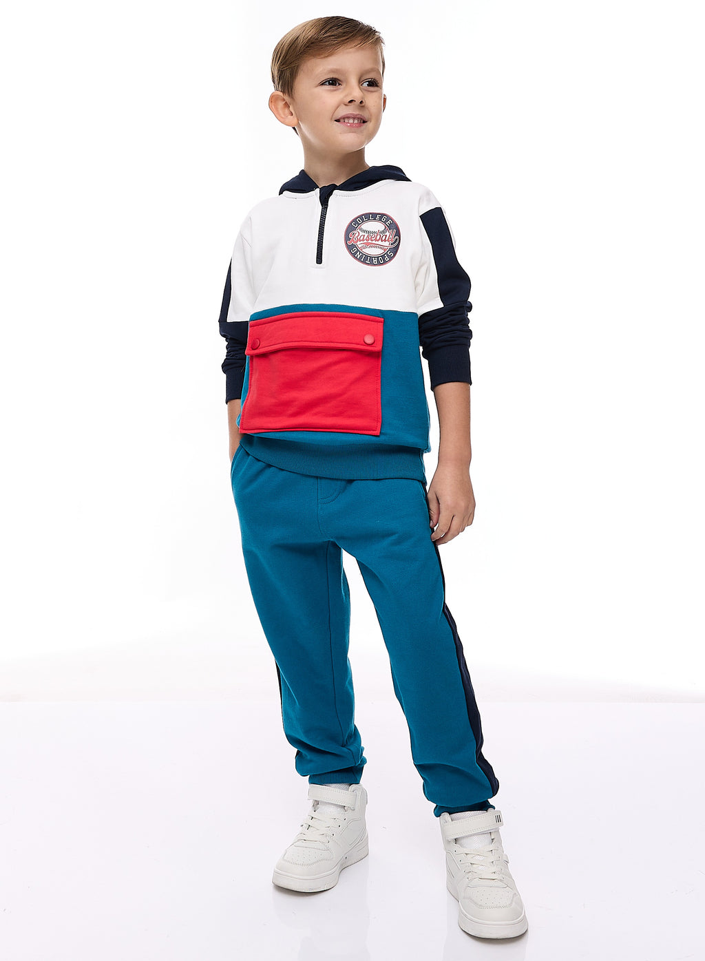 Boys' 2-Piece Half Zipper Hoodie And Jogger Set