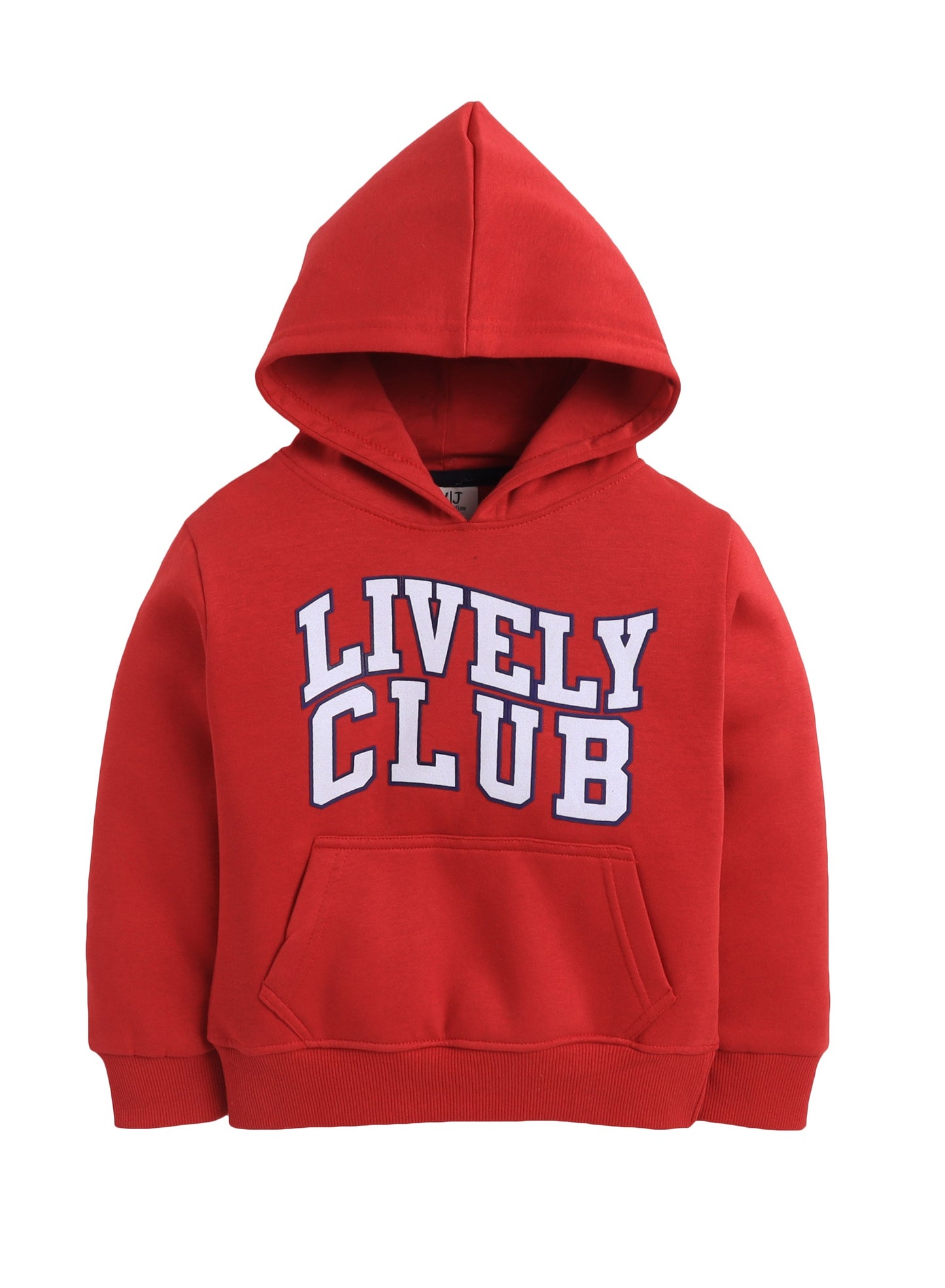 Boys' Red "Lively Club" Hooded Sweatshirt