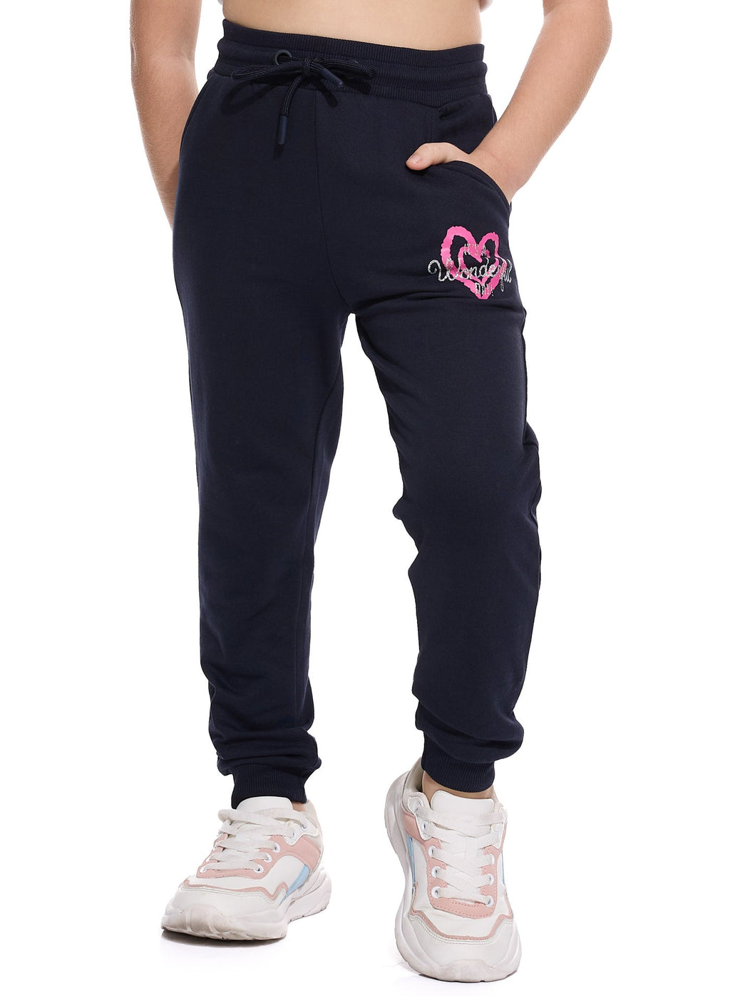 Girls- Glitter Heart Hoodie With Matching Jogger