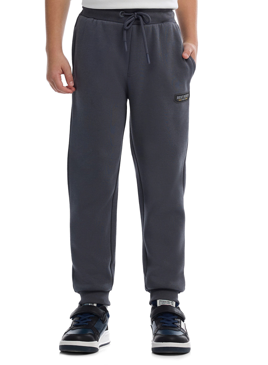 Victor And Jane Cotton Riding Theme Print Full Sleeves Sweatshirt & Joggers Set - White & Grey