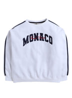 Œmonaco” Girls' Varsity Sweatshirt “ Off-White | 100% Cotton Fleece |