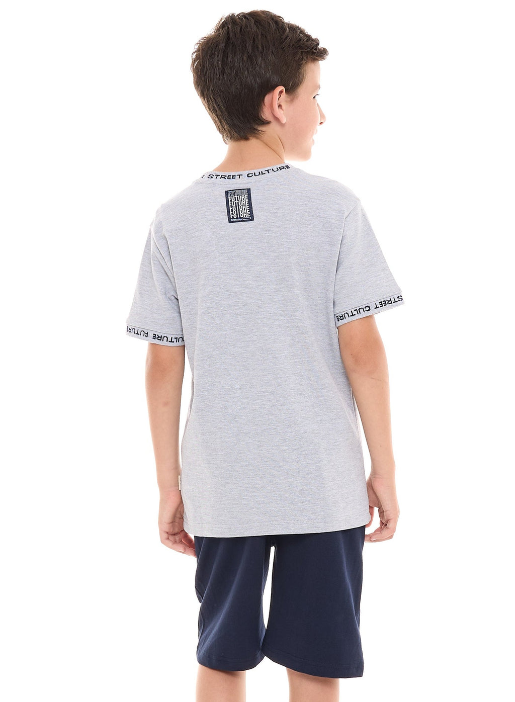 Victor and Jane Skate Doard T-Shirt & Shorts Set - Grey/Navy