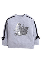 Baby Girl Swan Embroidered Fleece Tracksuit “ Grey 2-Piece Set