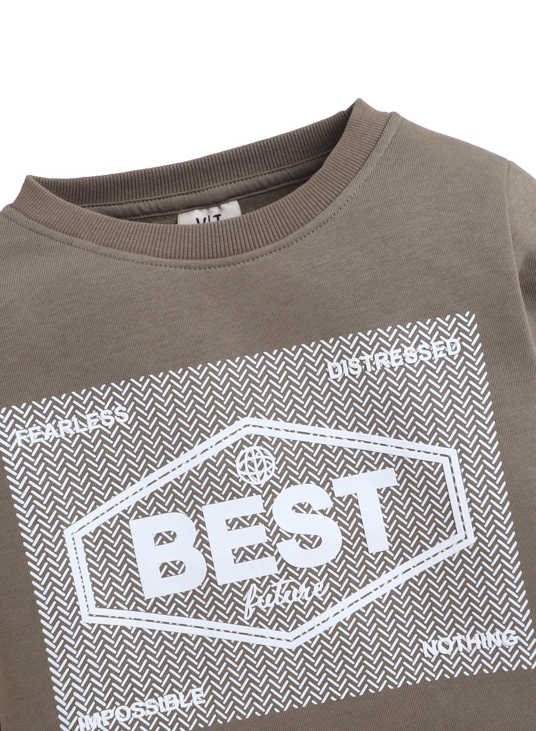 Boys' Olive Green "Best Future" Graphic Sweatshirt