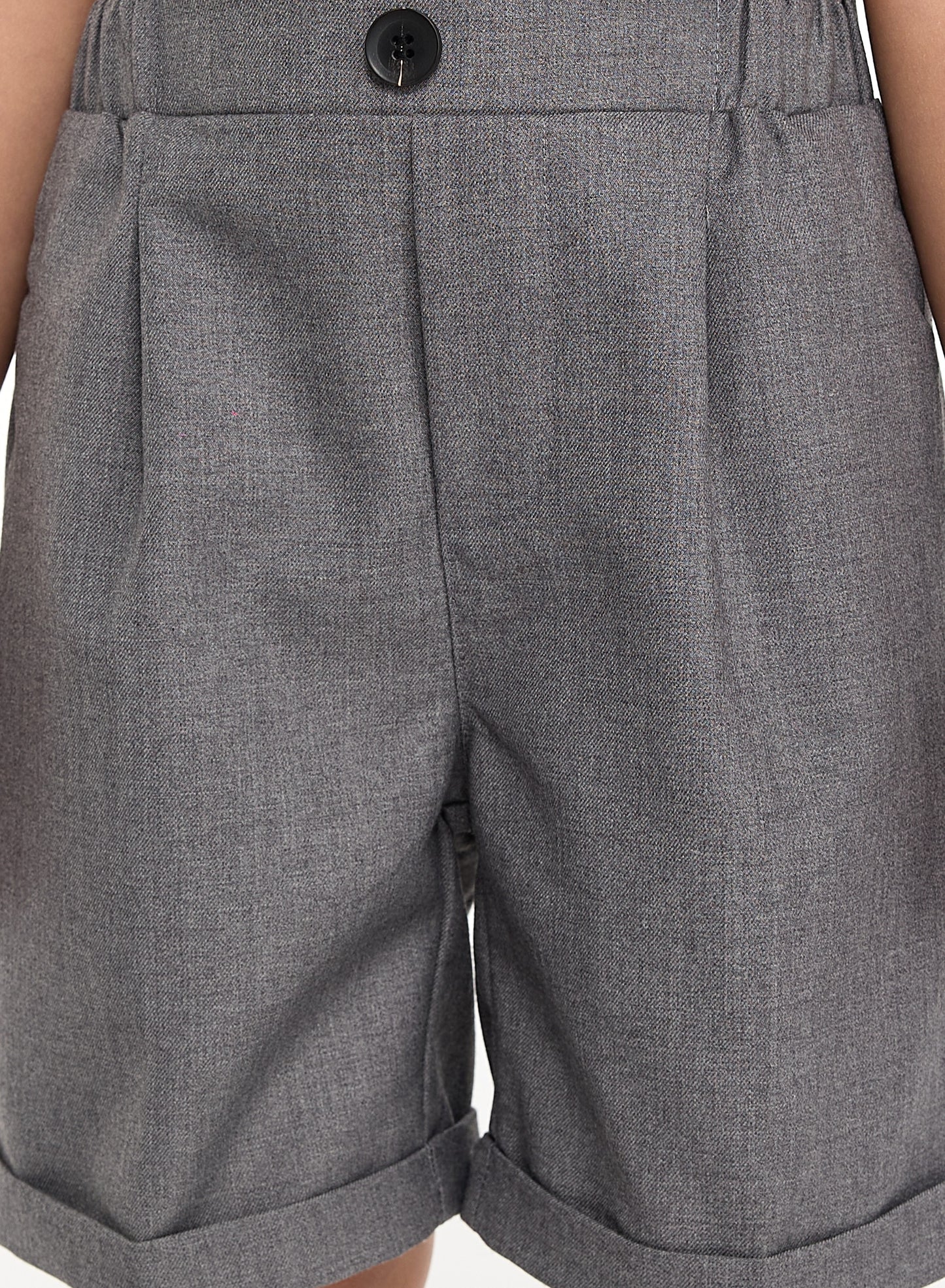 Gray Waistcoat And Short Set With Shirt And Bow Tie