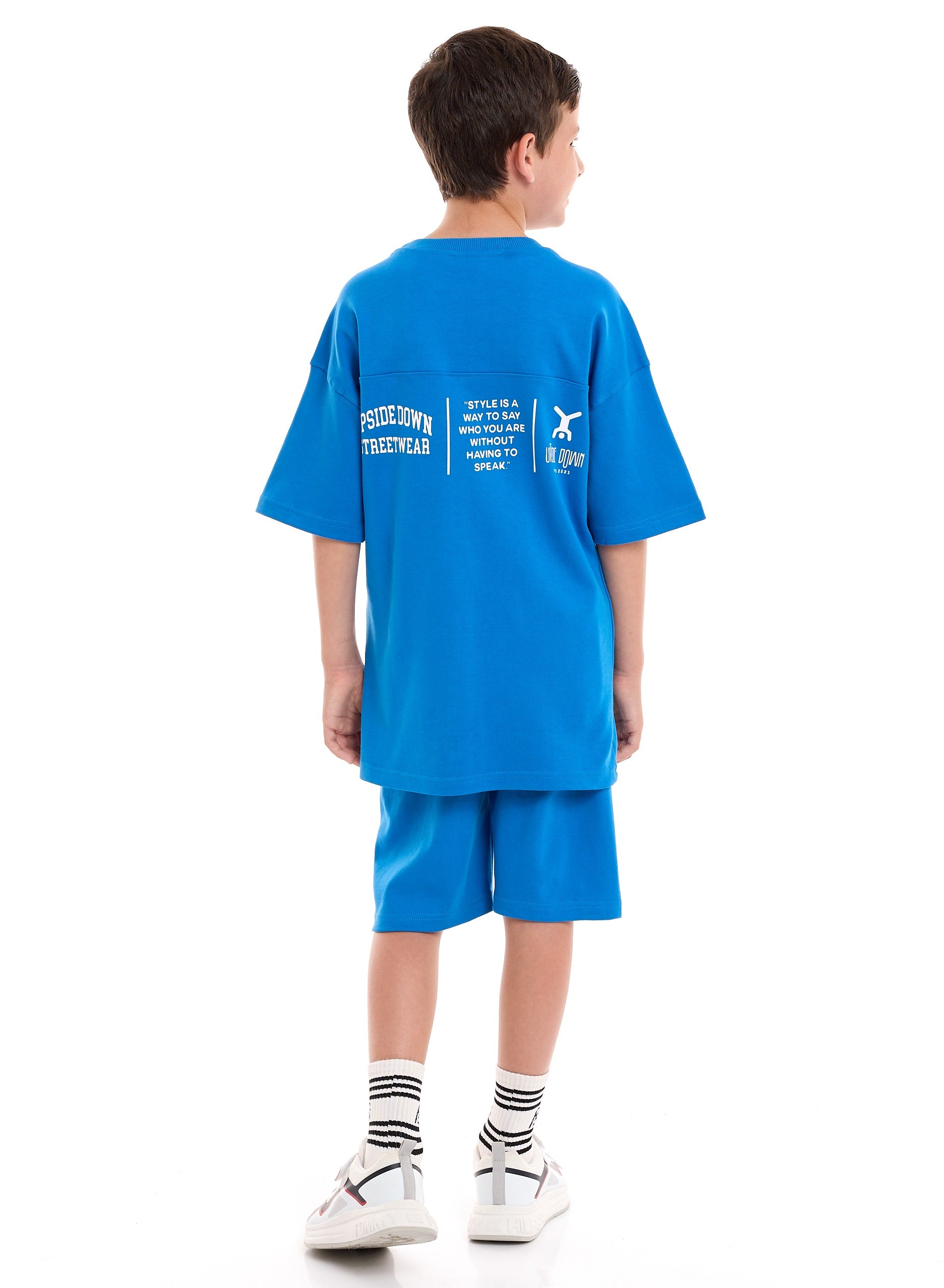 Victor and Jane  Alaska Geographic Polo T-shirt & Shorts Set - Blue/Grey