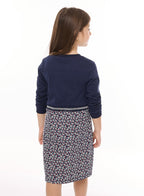 Girls Winter Dress - Floral Applique With Glitter Print