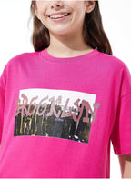 Victor And Jane Brooklyn Graphic Oversized Fashion T-Shirt - Pink
