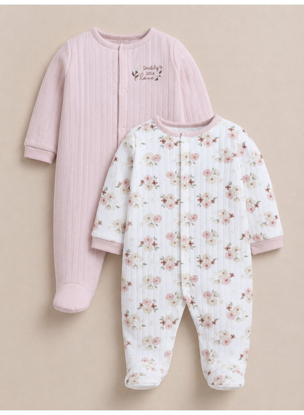 Baby Girls Quilted Footed Coverall 2-Piece Pack