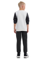 Victor And Jane Cotton Northwest Department Printed Full Sleeves Sweatshirt And Joggers Set - Black/White