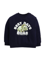 Infant Boys Œbest Days Roar” Fleece Tracksuit “ Dark Blue 2-Piece Set