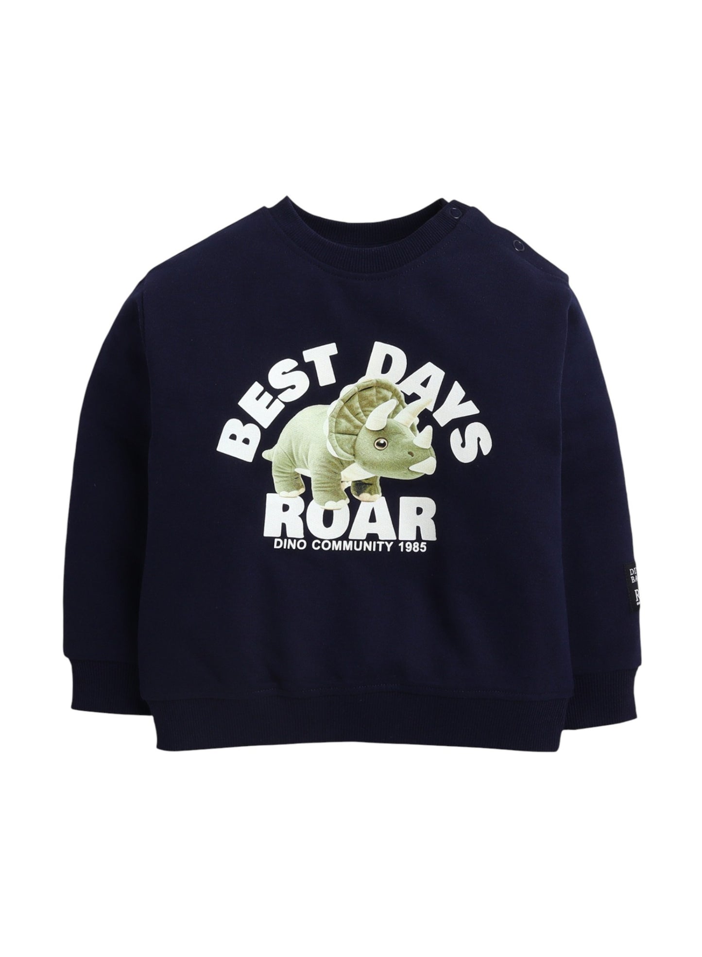 Infant Boys “Best Days Roar” Fleece Tracksuit – Navy 2-Piece Set