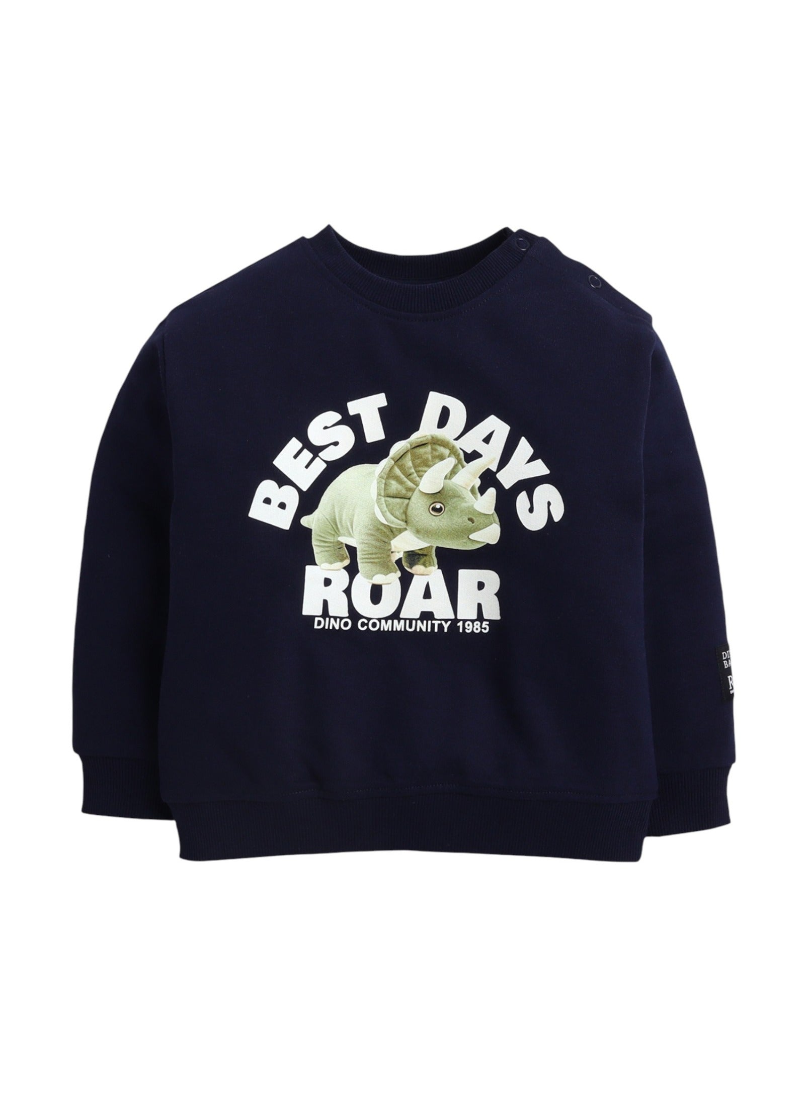 Infant Boys Œbest Days Roar” Fleece Tracksuit “ Dark Blue 2-Piece Set