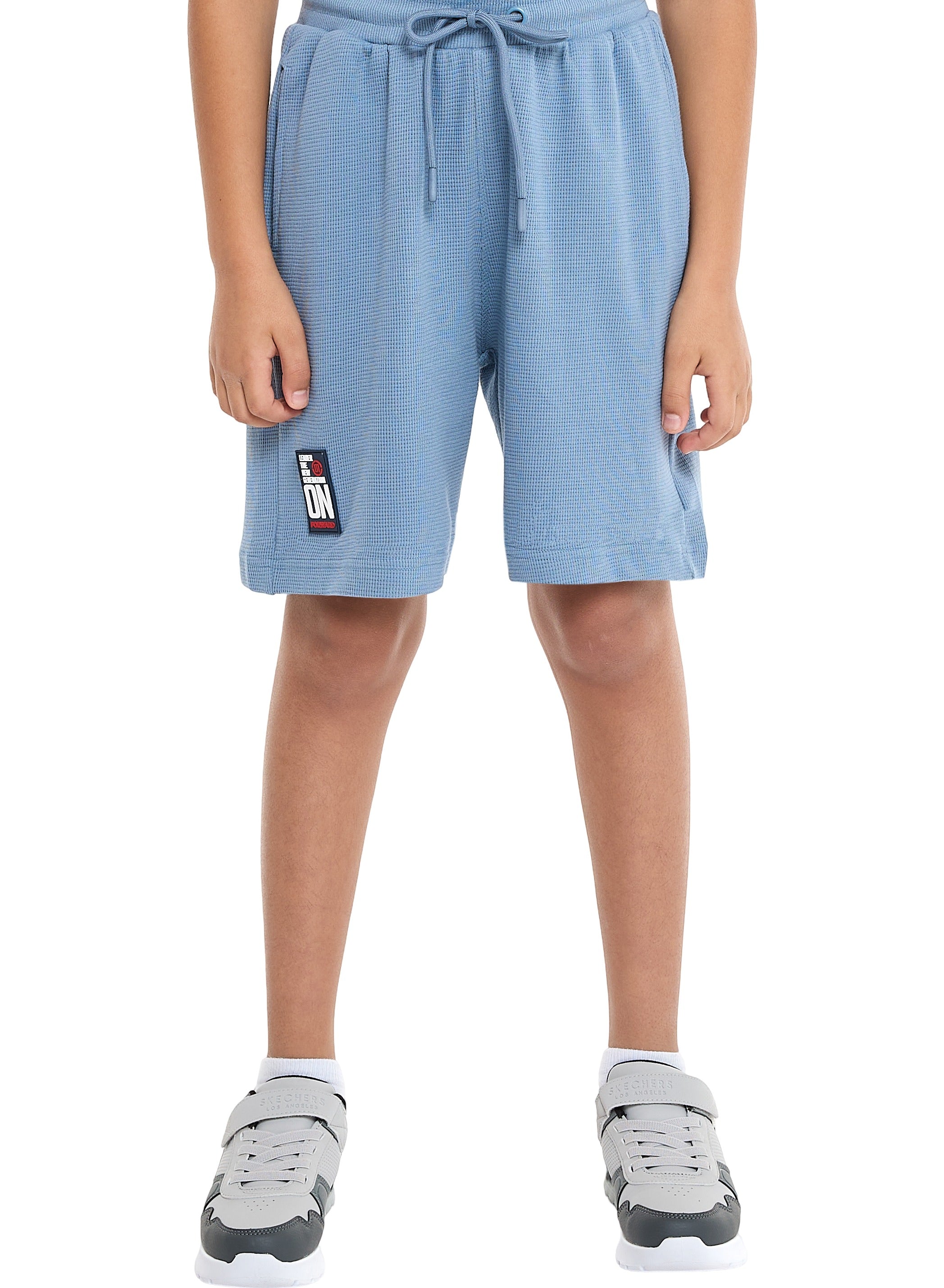 Victor And Jane Boys' Cord Set “ Light Blue T-Shirt And Shorts Outfit With Label Detail