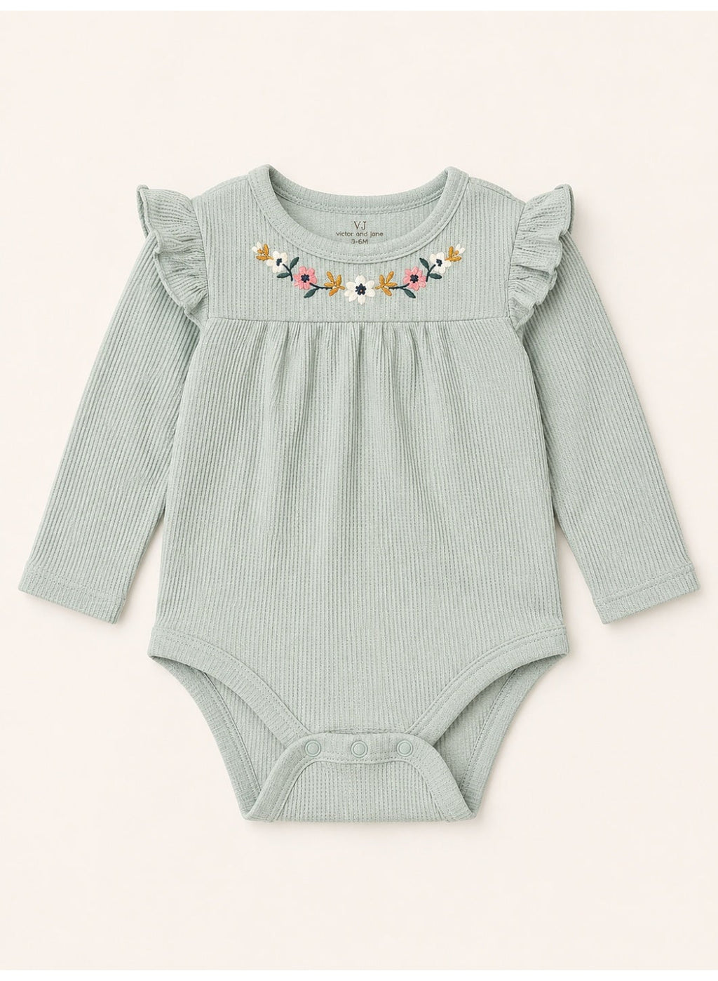 Baby Girls Long Sleeve Bodysuit & Ruffle Pants Set with Headband (3-Piece Set)