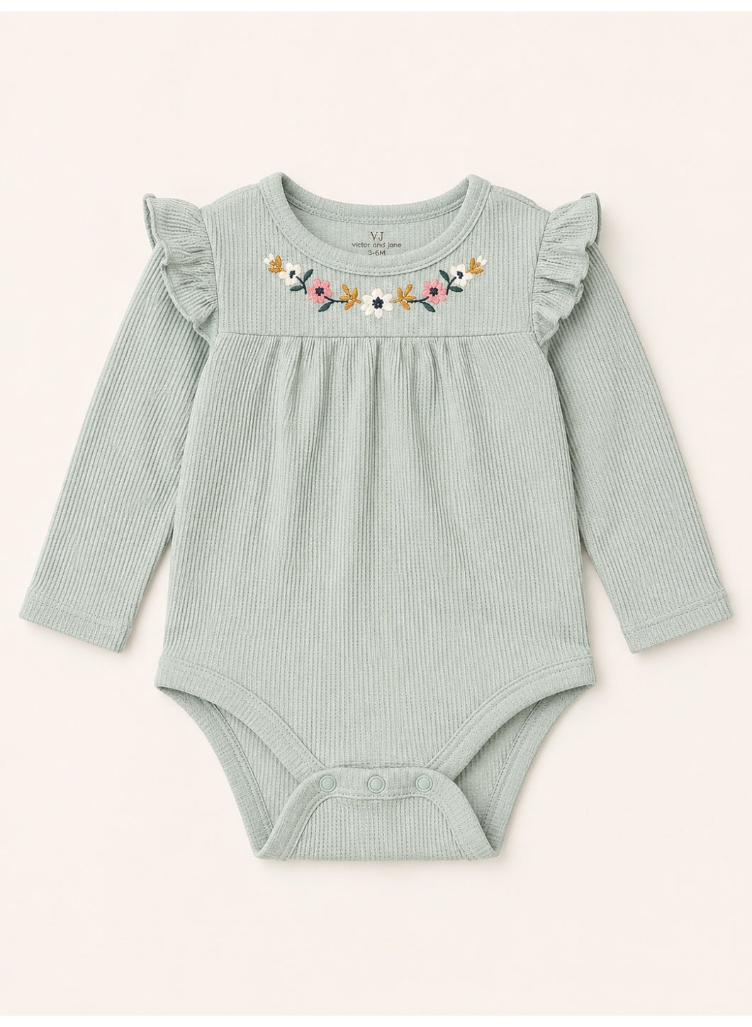Baby Girls Long Sleeve Bodysuit & Ruffle Pants Set with Headband (3-Piece Set)