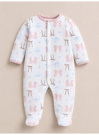 Baby Girls Quilted Footed Onesies 2-Piece Pack with Bow Detail