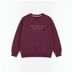victor and jane girls burgundy fleece pullover with pink graphic text I Am Wierd and Proud Of It