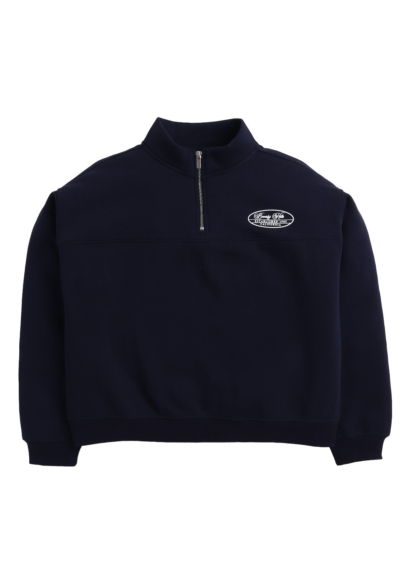 “Sports Club” Girls' Half-Zip Sweatshirt – Navy | 100% Cotton Fleece |