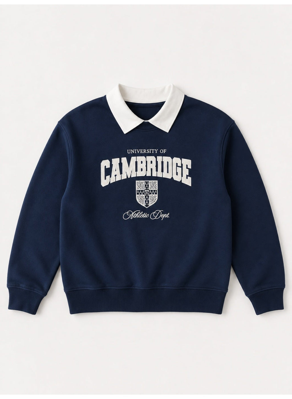 Girls Collared "Cambridge" Text Print Pullover