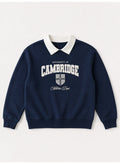 Girls Collared "Cambridge" Text Print Pullover