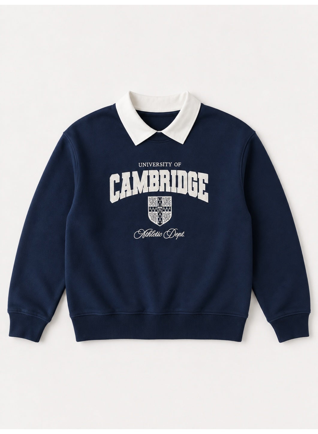 Girls Collared "Cambridge" Text Print Pullover