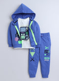 Boys' 3-Piece Set - Hoody Jacket With Blue Jogger Sets - Blue