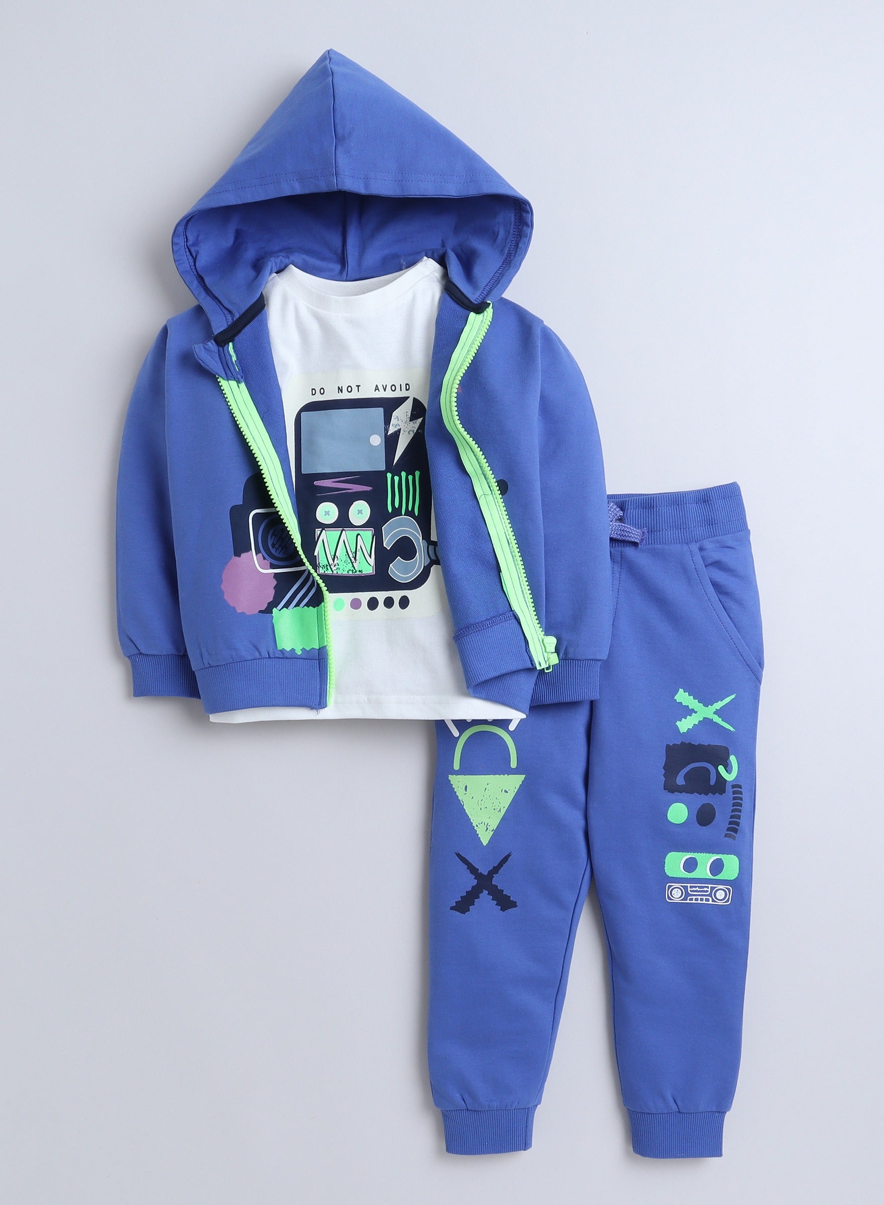 Boys' 3-Piece Set - Hoody Jacket With Blue Jogger Sets - Blue