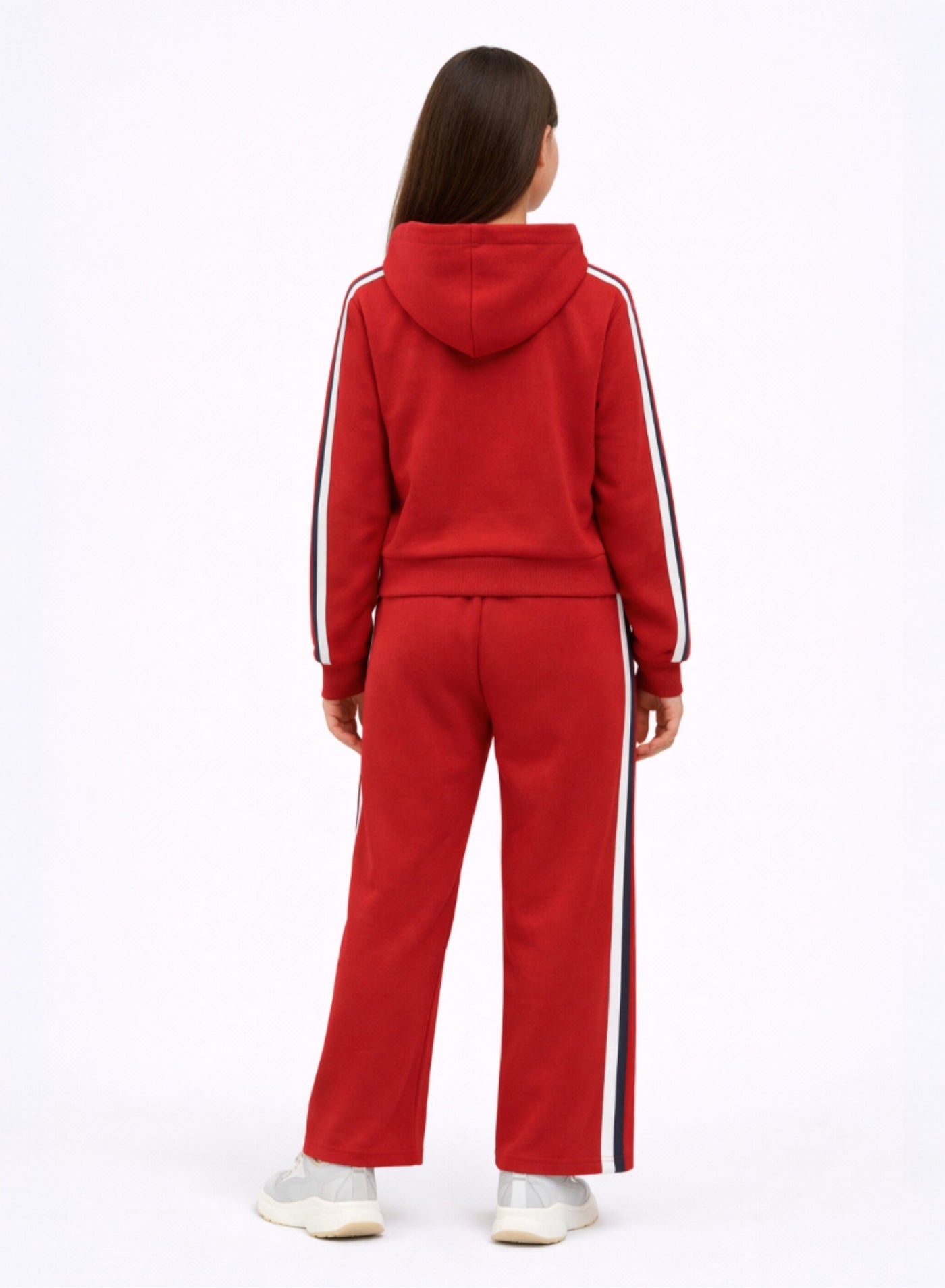 Girls Red Cropped Hoodie & Jogger Set “ 100% Cotton Fleece