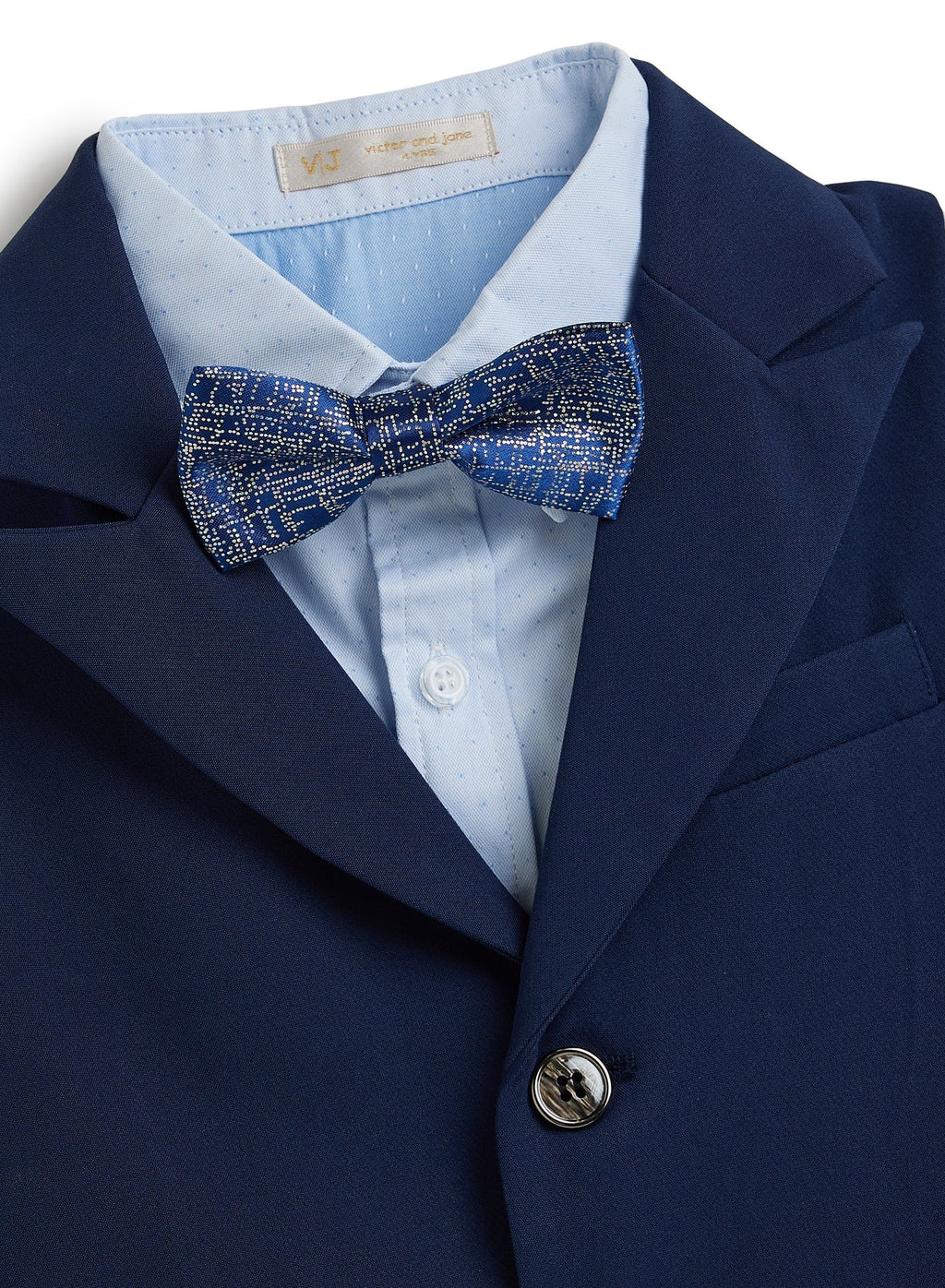 Blue Waistcoat And Short Set With Shirt And Bow Tie