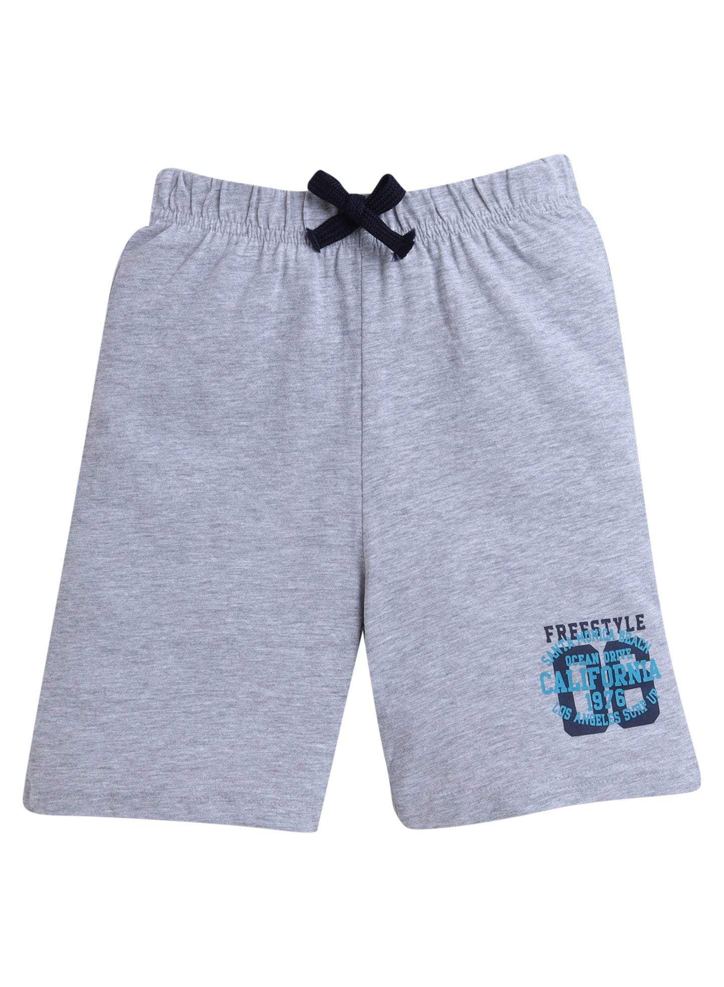 Boys' Slogan Print Shorts Black, Cotton Material, Comfortable Lace-Up Waist Pull-On Design, 2-3YRS