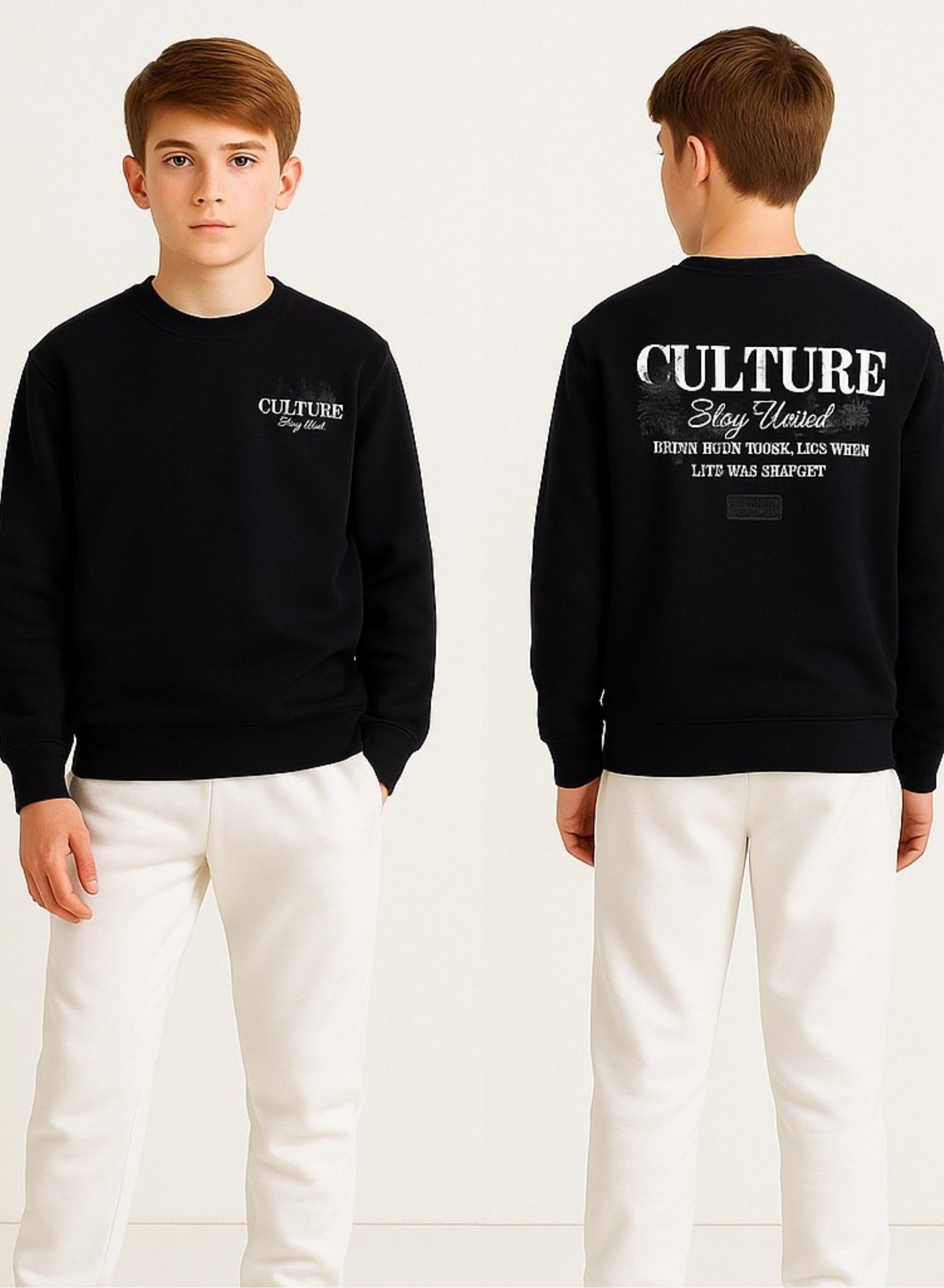 Boys' Black Œculture Stay United” Graphic Sweatshirt