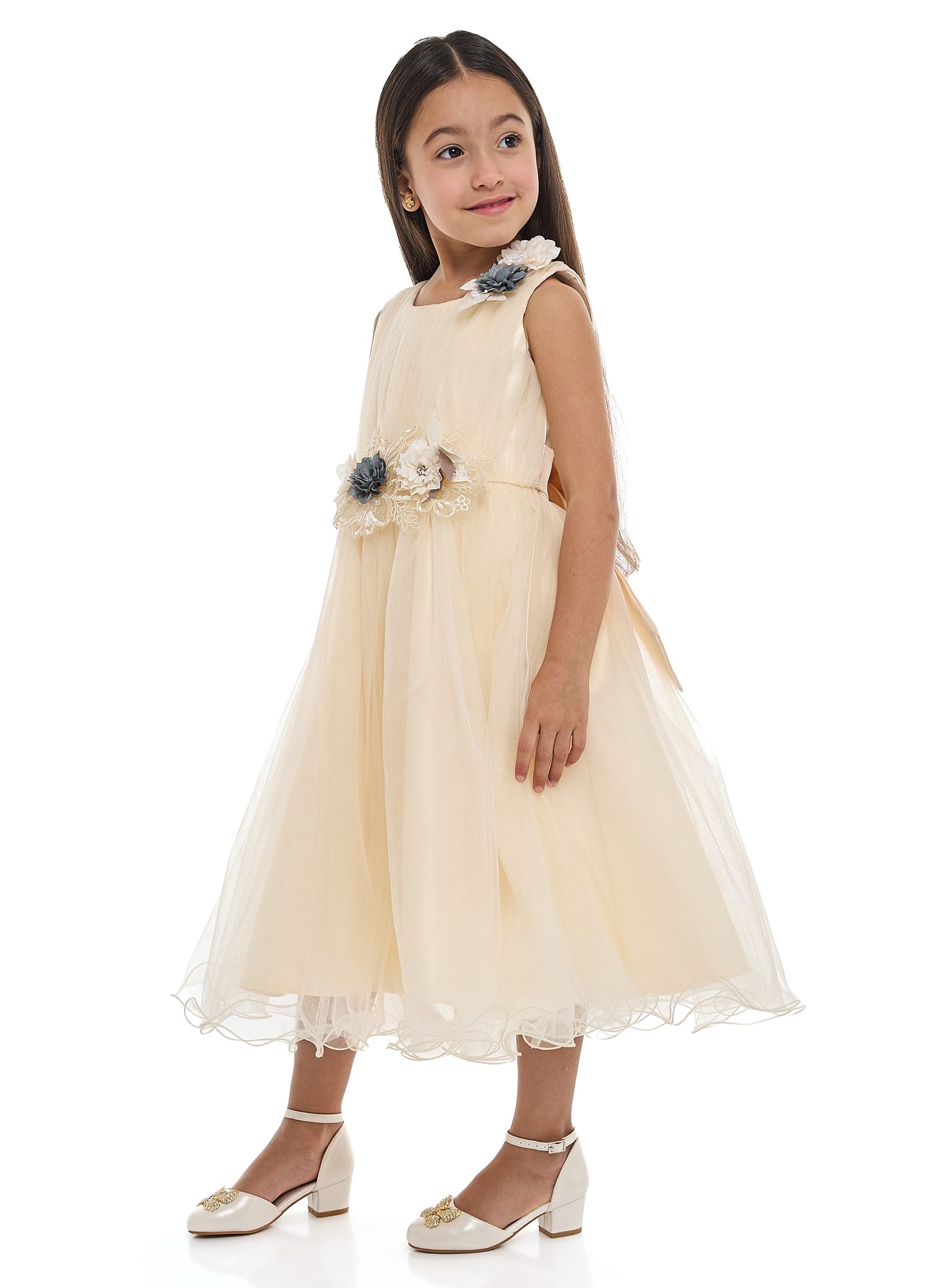 Girls Champagne Tulle Dress